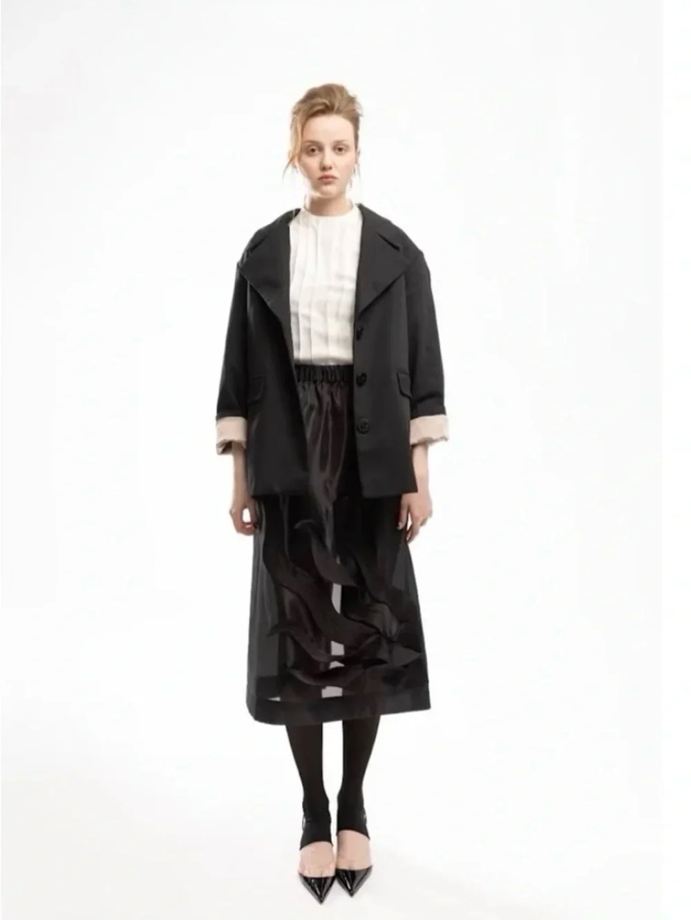 NWT Black Ruffled Midi Skirt - Women's Black Midi Skirt - Picture 12 of 12